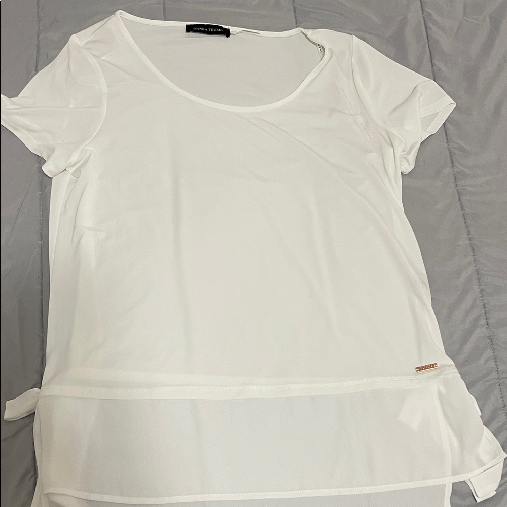 Ivanka Trump White Short Sleeve Blouse